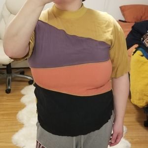 🌸2 for $10🌸 LaStrada mock neck color block rayon t shirt